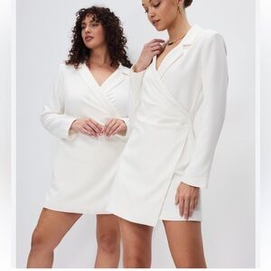 Abercrombie & Fitch Cream Long Sleeve Wrap Dress